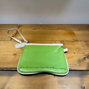 Vintage Lululemon Green Wristlet Coin Purse Wallet Rare Quote Zip Pouch